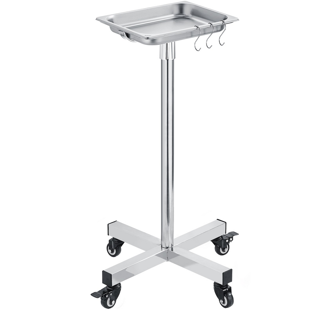 VEVOR Soporte para Mayo Bandeja para Mayo de Acero Inoxidable Capacidad de Carga de hasta 36 lb Altura Ajustable de 31,9" a 55"