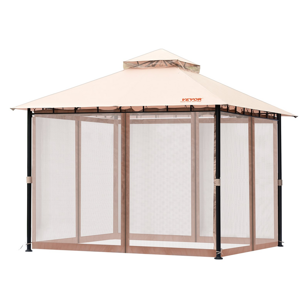 VEVOR Carpa de patio para 6-8 personas 10 x 10 pies con mosquitero estructura de metal y poliéster recubierto de PU de 180 G