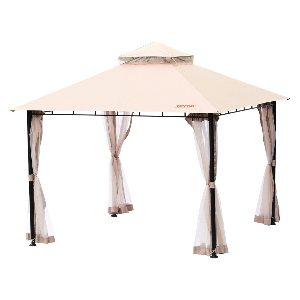 VEVOR Carpa de patio para 6-8 personas 10 x 10 pies con mosquitero estructura de metal y poliéster recubierto de PU de 180 G