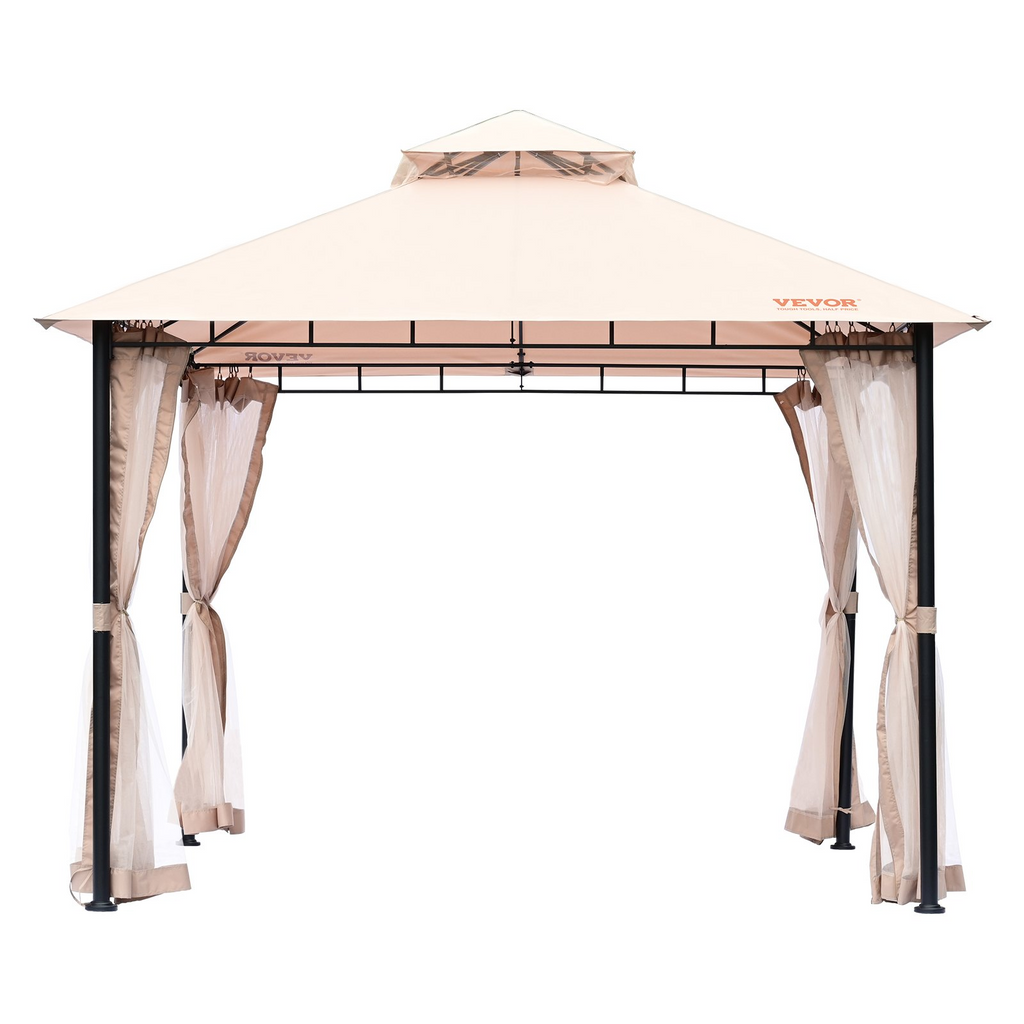 VEVOR Carpa de patio para 6-8 personas 10 x 10 pies con mosquitero estructura de metal y poliéster recubierto de PU de 180 G