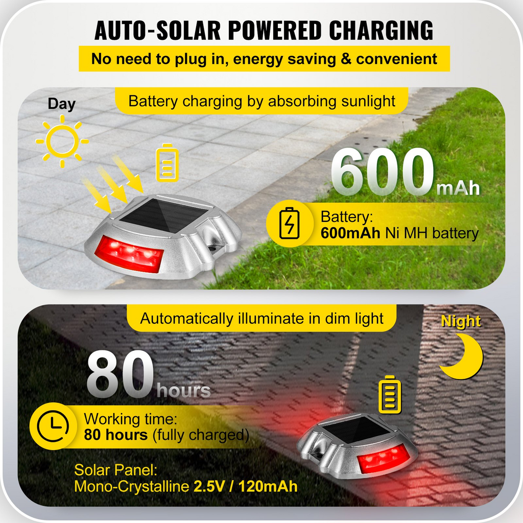 Paquete de 4 luces solares para entrada con botón de interruptor para terraza a prueba de agua  inalámbricas 6 LED