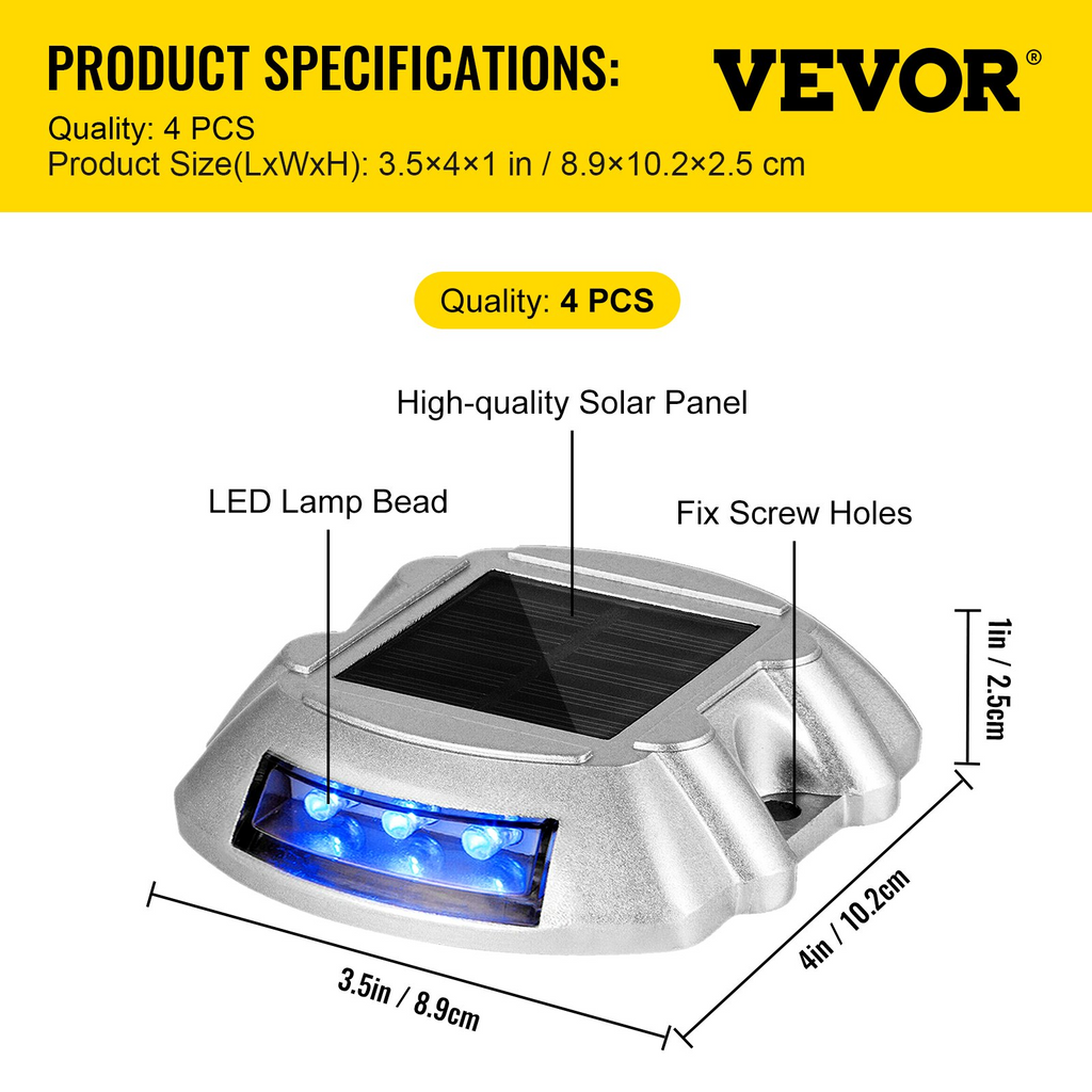 Paquete de 4 luces solares para entrada con botón de interruptor inalámbricas 6 LED