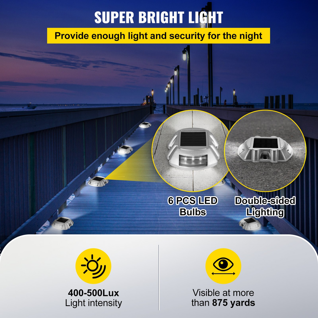 Paquete de 16 luces solares para entrada para vehículos color blanco brillante con tornillo inalámbricas impermeables para exteriores 6 LED