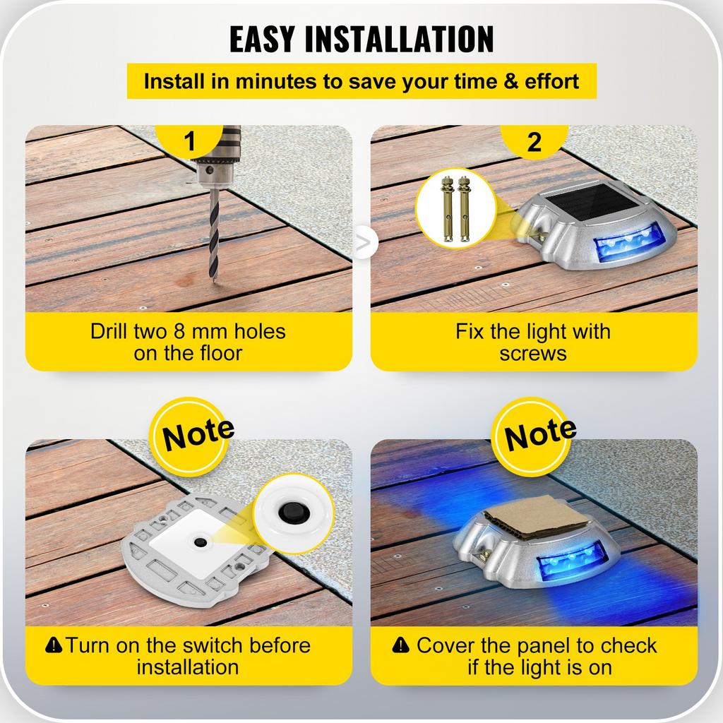 Paquete de 24 luces solares con botón de interruptor inalámbricas 6 LED