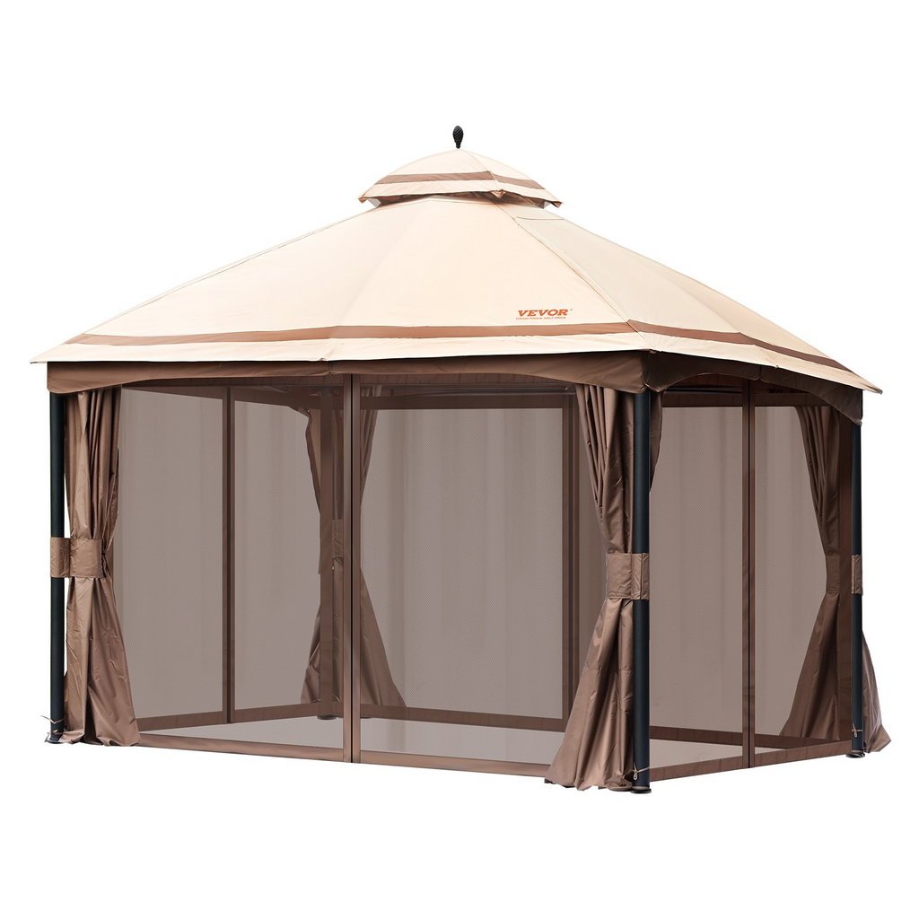 VEVOR Carpa de patio para 10-12 personas 10 x 13 pies con mosquitero estructura de metal y poliéster recubierto de PU de 180 G