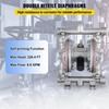 Bomba de diafragma doble operada por aire VEVOR, entrada y salida de 1/2 pulg., cuerpo de acero inoxidable, 8,8 GPM y máx. 120 PSI, bomba de transferencia neumática con diafragma de PTFE para petróleo, diésel