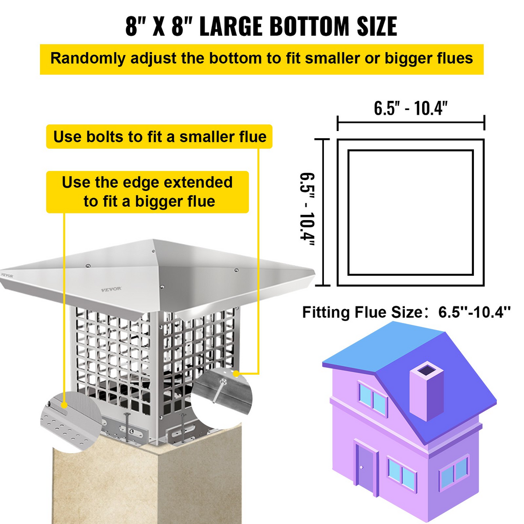 Tapa de chimenea VEVOR de 8" x 8"