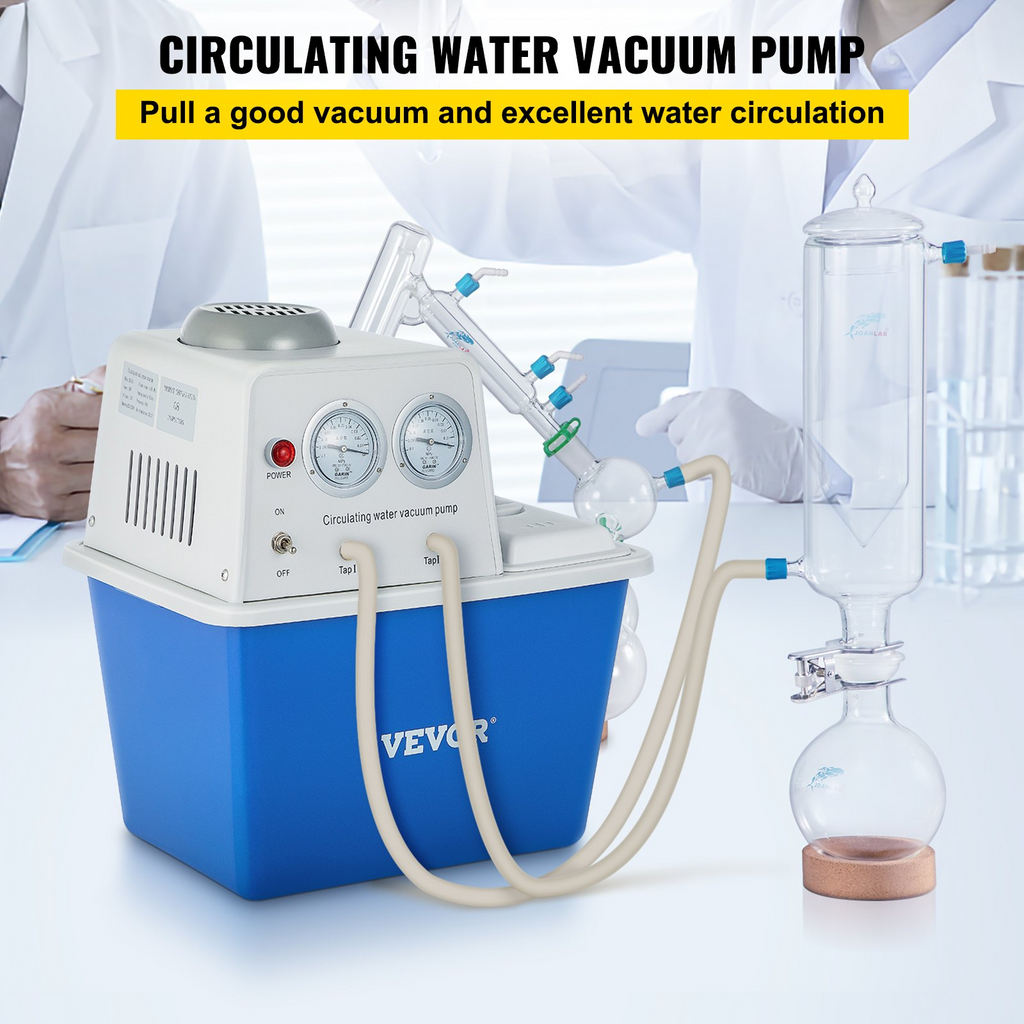 Bomba de vacío de circulación de agua multiusos para laboratorio VEVOR 15 l con 2 grifos de descarga de gas 180 W y 110 V