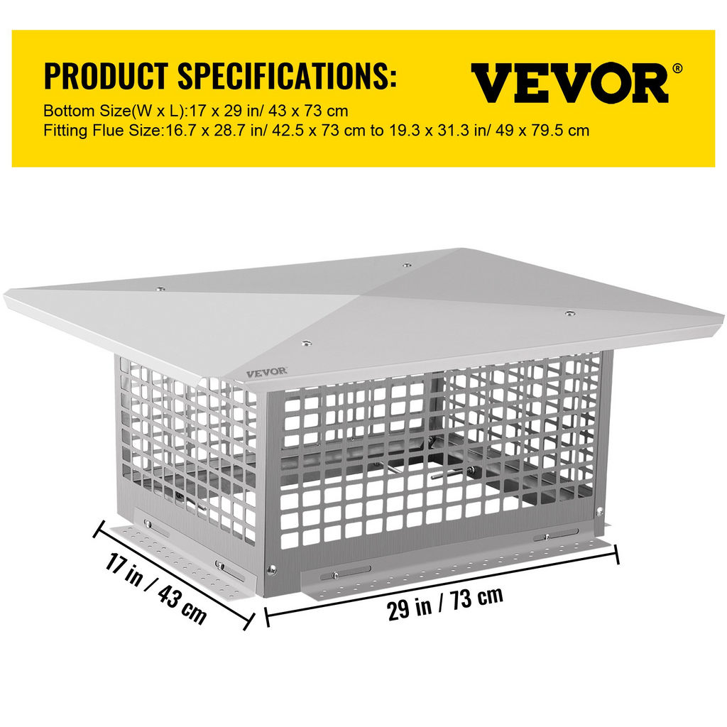 Tapa de chimenea VEVOR de 17" x 29"