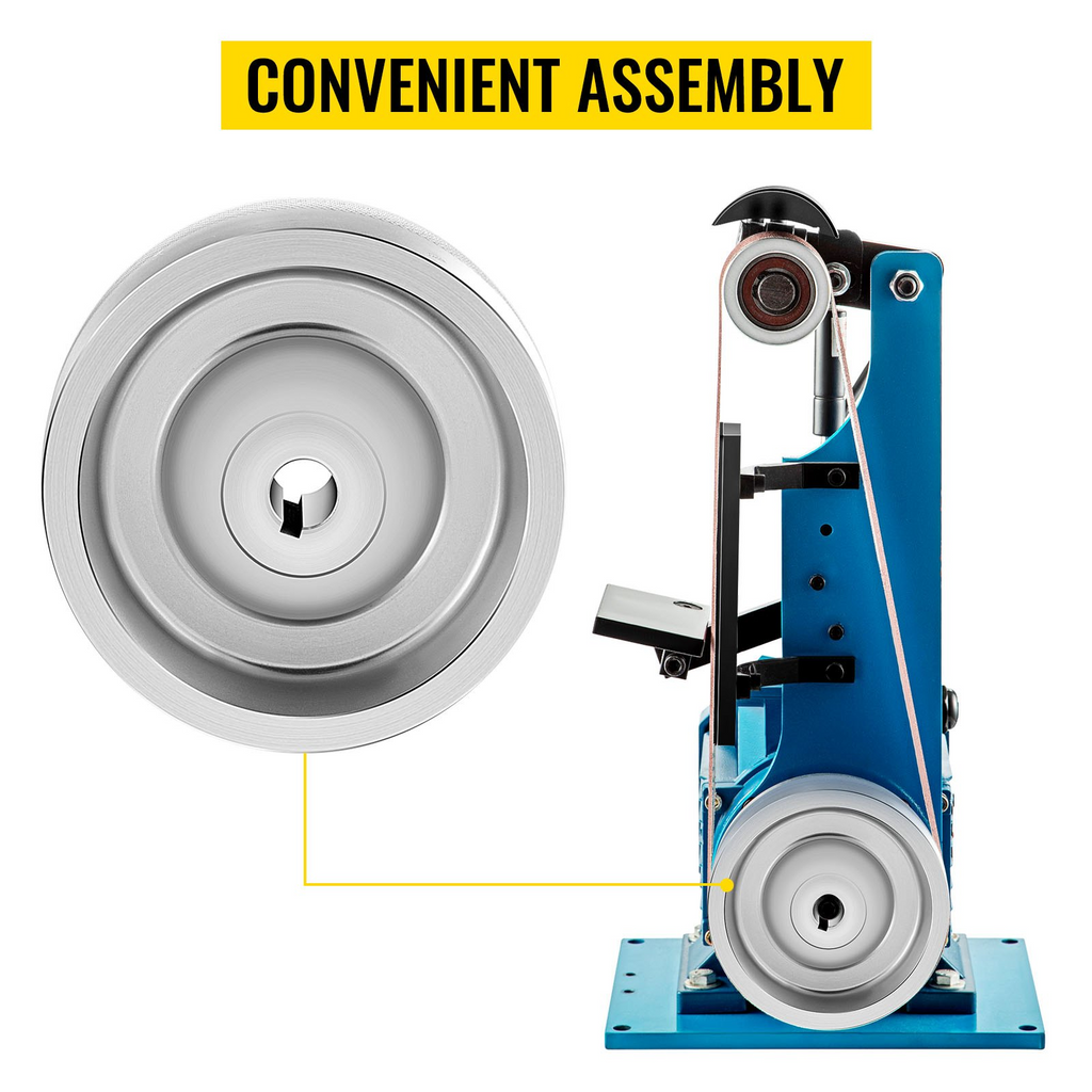 VEVOR Rueda de transmisión para amoladora de banda de 5" de diámetro cuchillos de 2" x 72" con orificio/eje de 5/8"