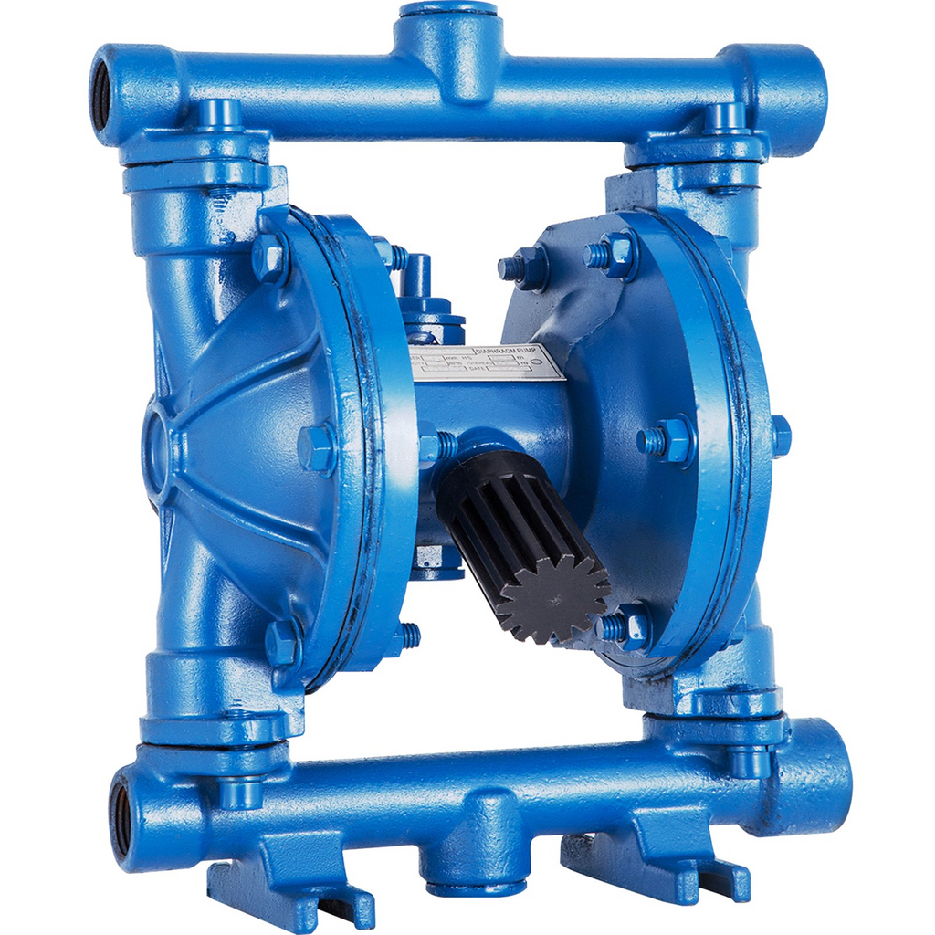 Bomba de diafragma doble operada por aire VEVOR, entrada y salida de 1/2 pulg., cuerpo de hierro fundido, 3 GPM y máx. 90 PSI, bomba de transferencia neumática con diafragma de nitrilo para petróleo, diésel, aceite y fluidos de baja viscosidad