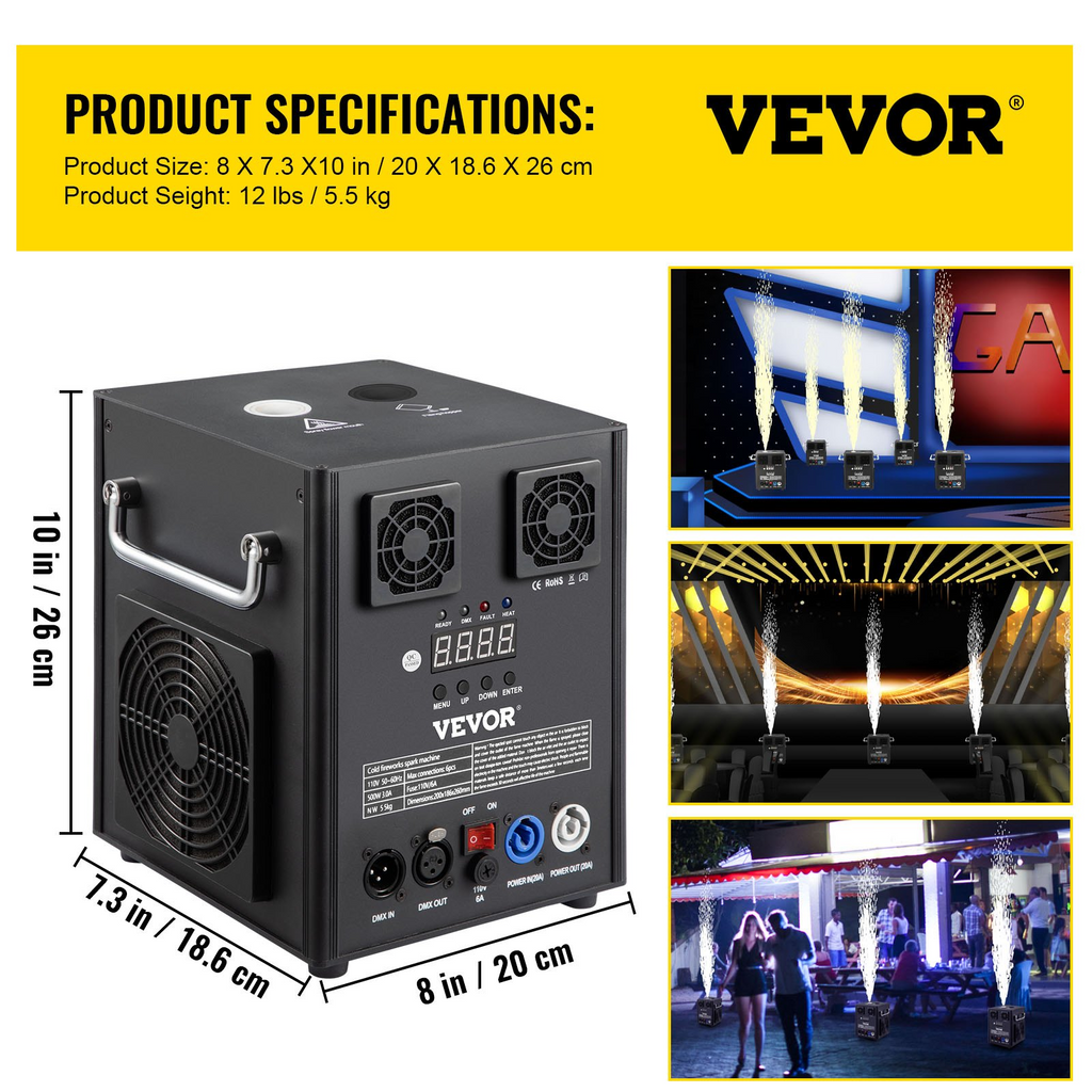 VEVOR Stage Equipment - Máquina de efectos especiales para escenario 500 W con control remoto inalámbrico