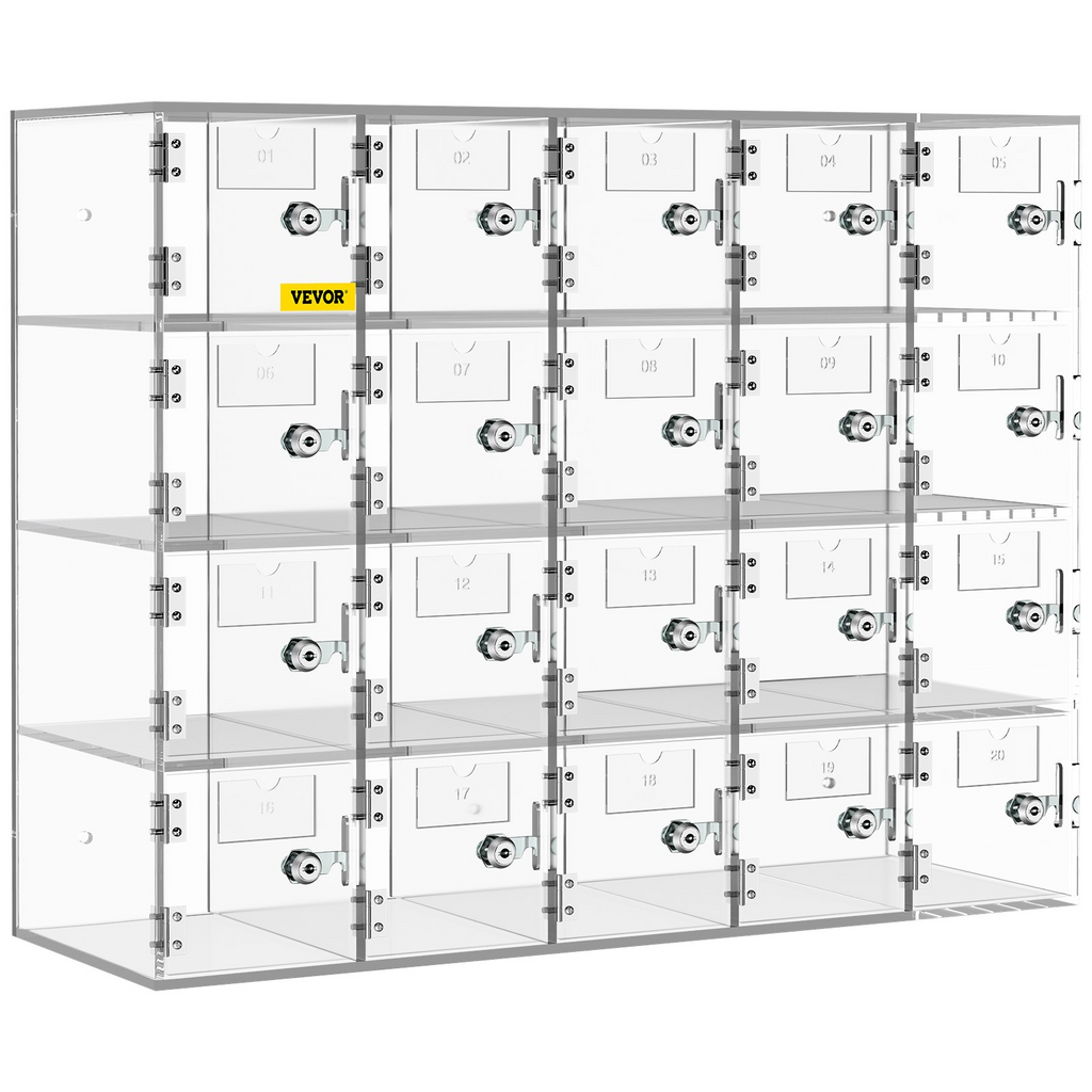 VEVOR Armario de almacenamiento para teléfono móvil 20 compartimentos de material acrílico con cerraduras y llaves