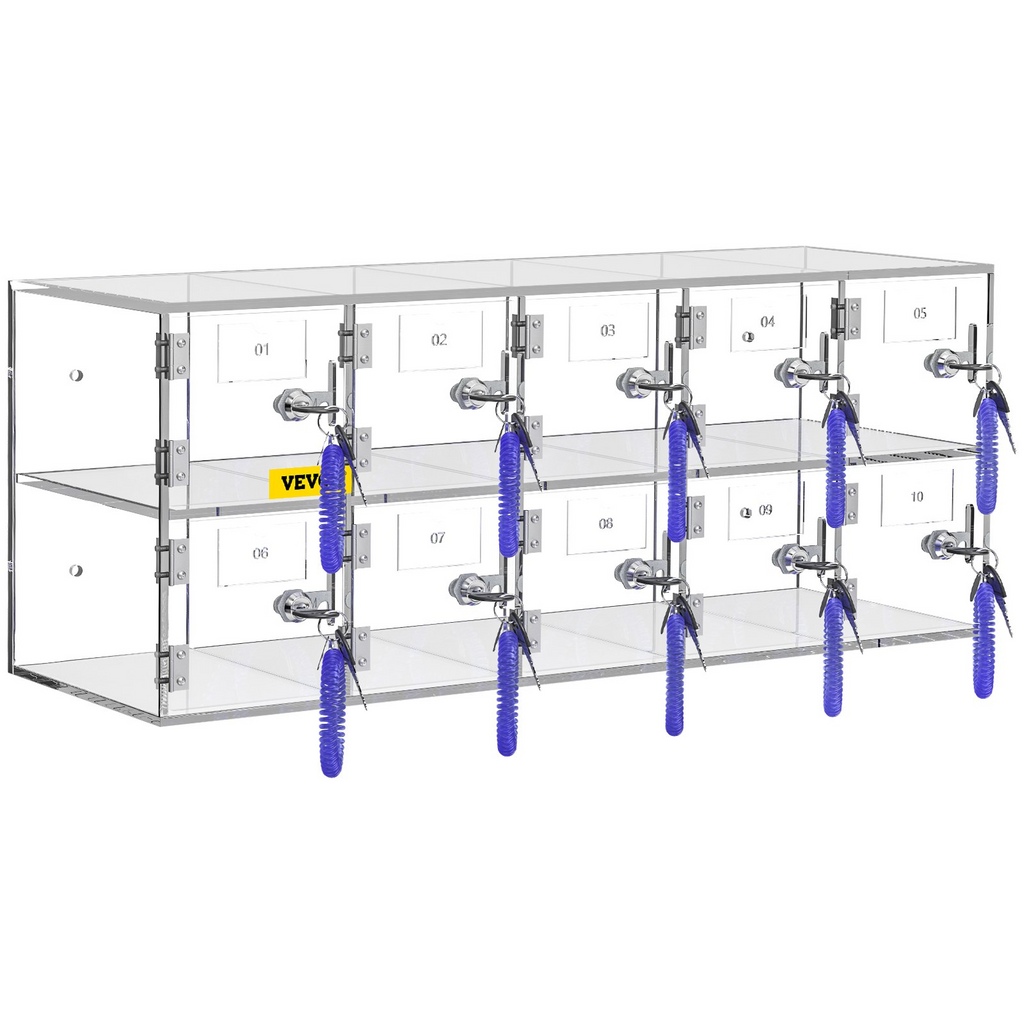 VEVOR Armario de almacenamiento para teléfono móvil 10 ranuras de material acrílico con cerraduras y llaves