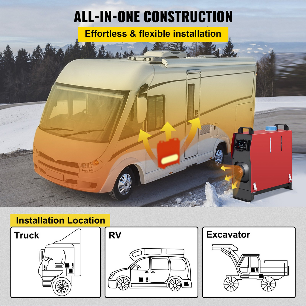 VEVOR - Calentador de aire diésel todo en uno de 5 kW y 12 V  5000 W