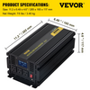 Inversor de corriente VEVOR de 2000 W convertidor de CC de 24 V a CA de 120 V para automóvil