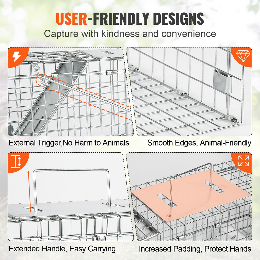 Trampa para animales vivos VEVOR 24" x 8" x 8"