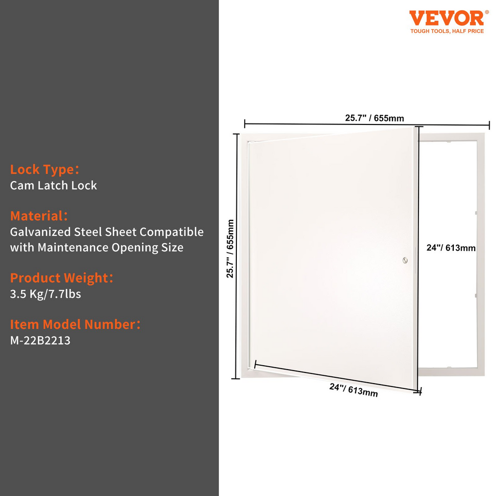 Panel de acceso VEVOR para yeso techo 24 x 24" plomería puerta reforzada cubierta acero resistente bisagras extraíble fácil instalación para cableado