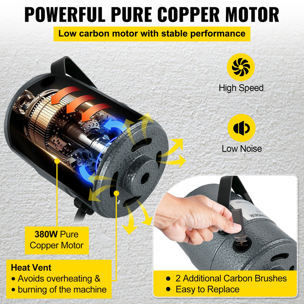 Amoladora de eje flexible VEVOR, herramienta rotativa de 380 W, 500-23 000 RPM, talladora rotativa con mandril de 3 mordazas de 1/4"