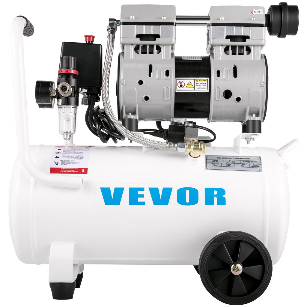 Compresor de aire VEVOR de 6,6 galones 1 HP tanque de acero de 750 W 115 PSI