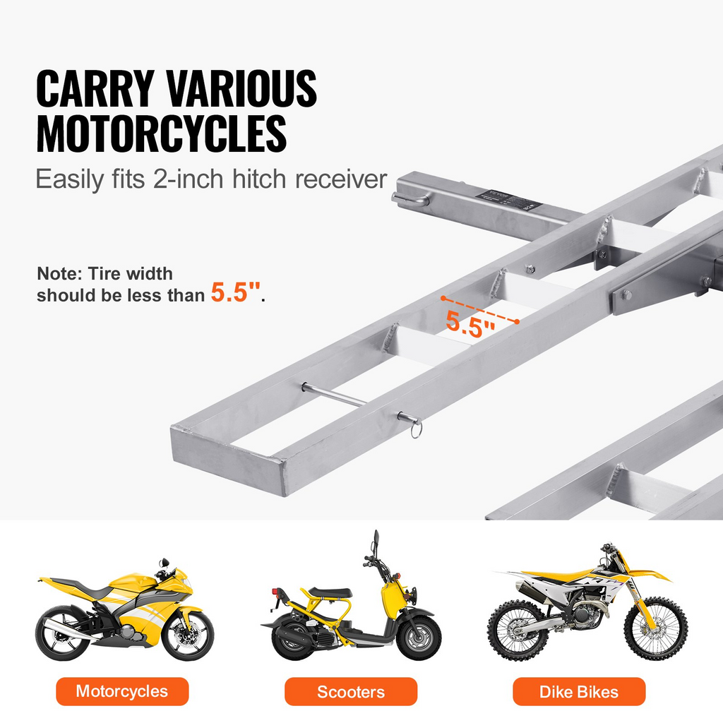 Portaequipajes para motocicletas scooters motos de cross montaje de enganche rampa de transporte de 600 libras