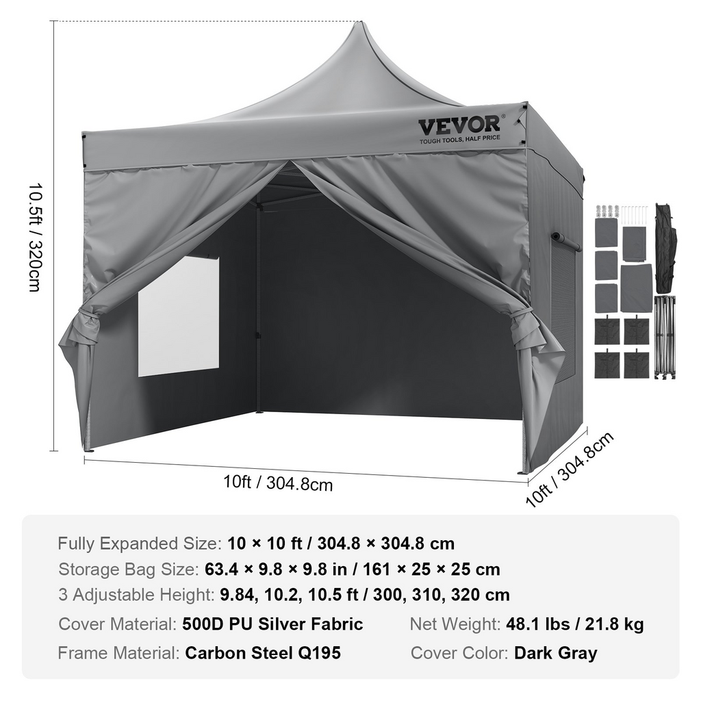 VEVOR Carpa plegable de 10 x 10 pies con paredes