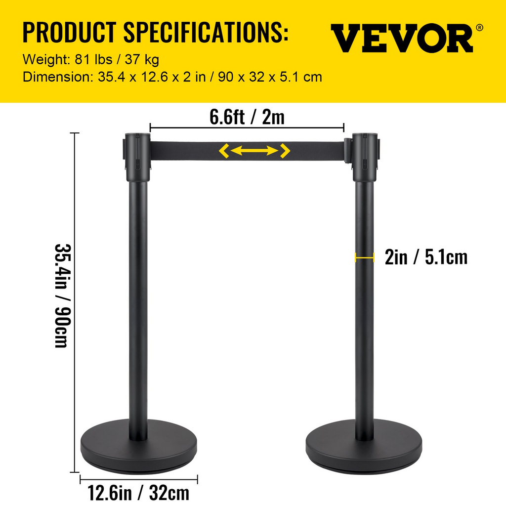 VEVOR - Juego de 6 postes para control de multitudesde 2 m/6 6 pies