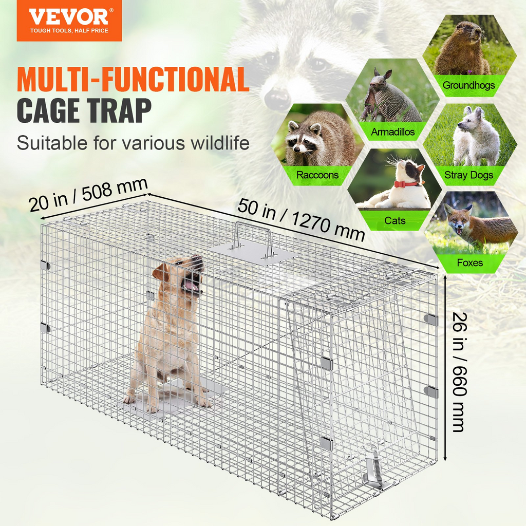 VEVOR Trampa para animales vivos 50" x 20" x 26"