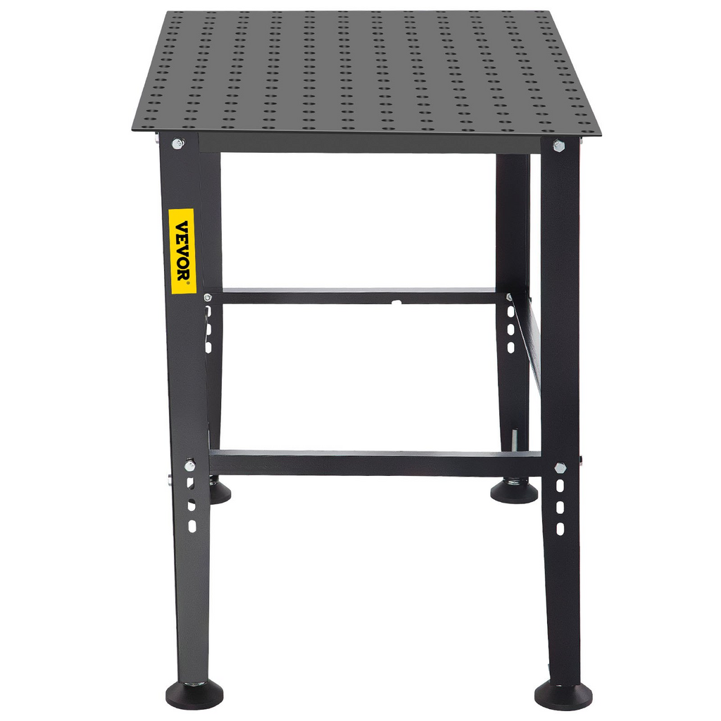 VEVOR Welding Table, 36" x 24" Adjustable Workbench, 0.12" Thick Industrial Workbench, 600lb Load Capacity Metal Workbench, Heavy Duty Carbon Steel Welding Table, Gray Steel Work Table w/ Accessories