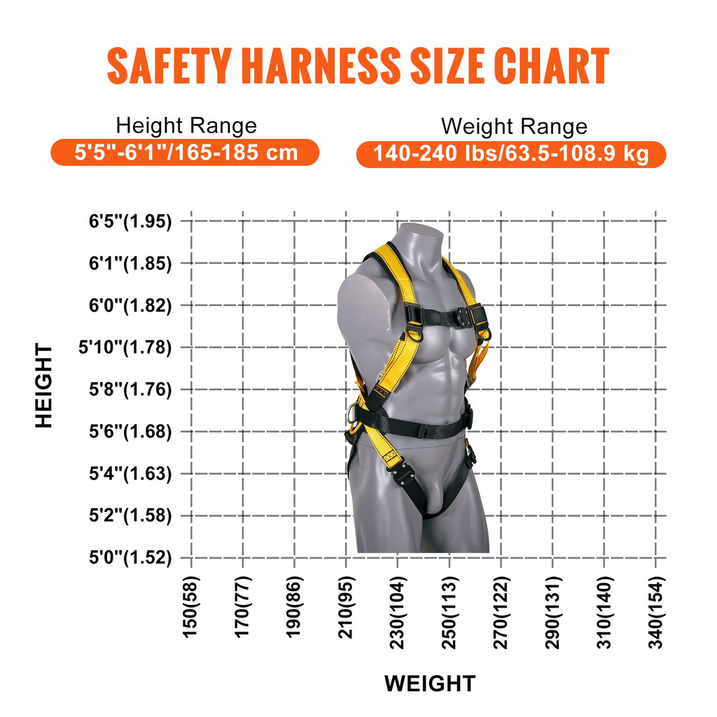 Arnés de seguridad VEVOR cuerpo completo peso máximo de 240 lb