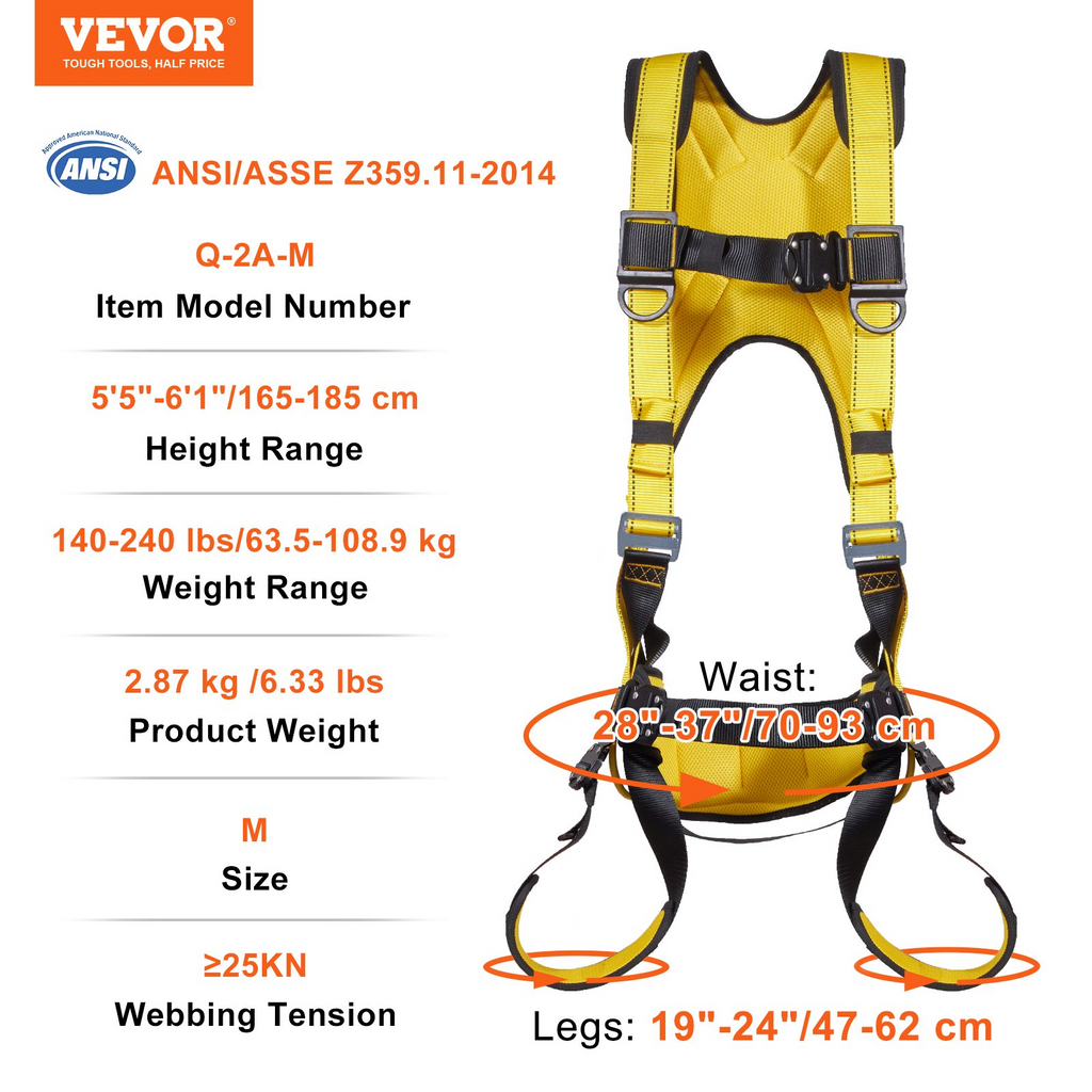 Arnés de seguridad VEVOR cuerpo completo peso máximo de 240 lb