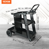 VEVOR Welding Cart, 3-Tier Welder Cart Heavy Duty with 400 Lbs Weight Capacity, 360° Swivel Wheels, Tank Storage Safety Chains, Rolling MIG Welder Cart for TIG, ARC, MMA, Plasma Cutter Welding Machine