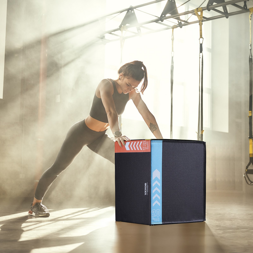 Caja de salto pliométrica 3 en 1, caja de salto de algodón de 20/18/16 pulgadas, caja de agilidad para saltos y plataforma.