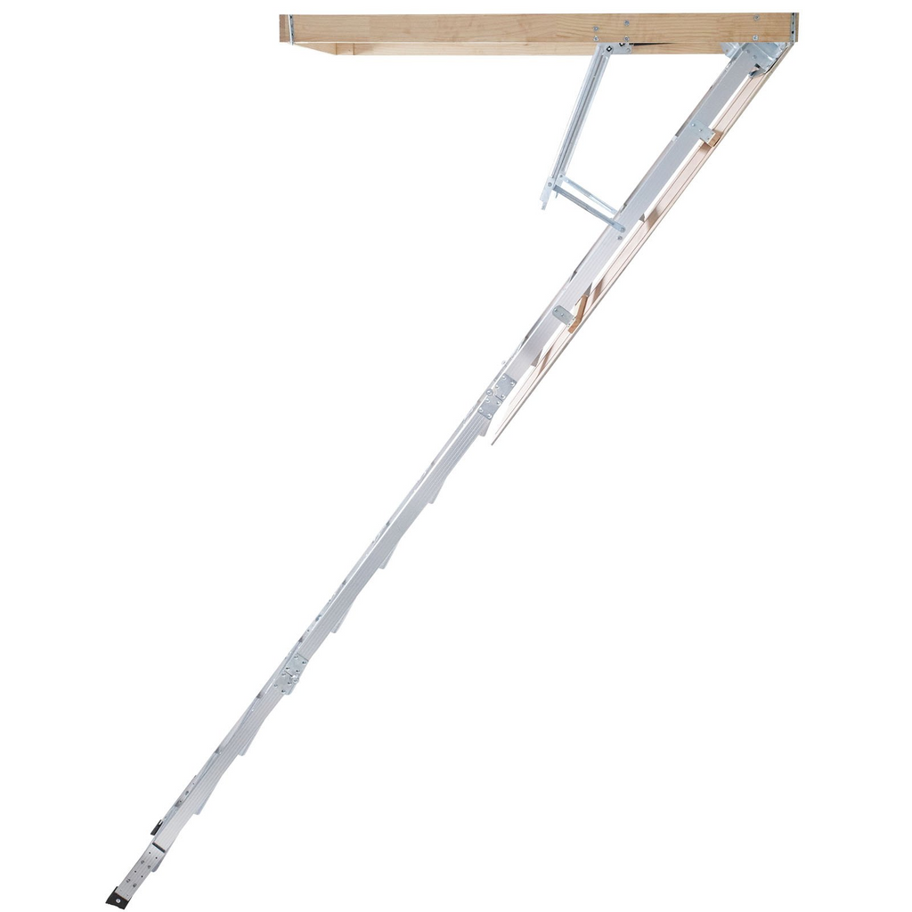 Escalera plegable para ático VEVOR capacidad de 350 libras 22,5" x 63" extensión de aluminio multiusos liviana y portátil se adapta a alturas de techo de 9,5' a 12'