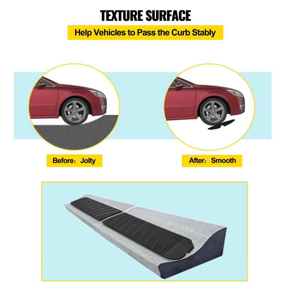 Rampa de acera VEVOR paquete de 2 rampas de entrada de goma resistente capacidad de peso de 32000 lb de 2,6 pulgadas de alto
