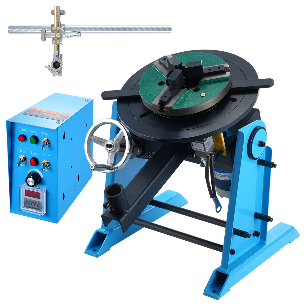 VEVOR Rotary Welding Positioner 66LBS / 30KG, 0-90° Welding Positioning Turntable Table 1-12RPM 80W, with 12.4 Inch 3-Jaw Lathe Chuck & Welding Torch Stand Holder for Cutting, Grinding, Assembly