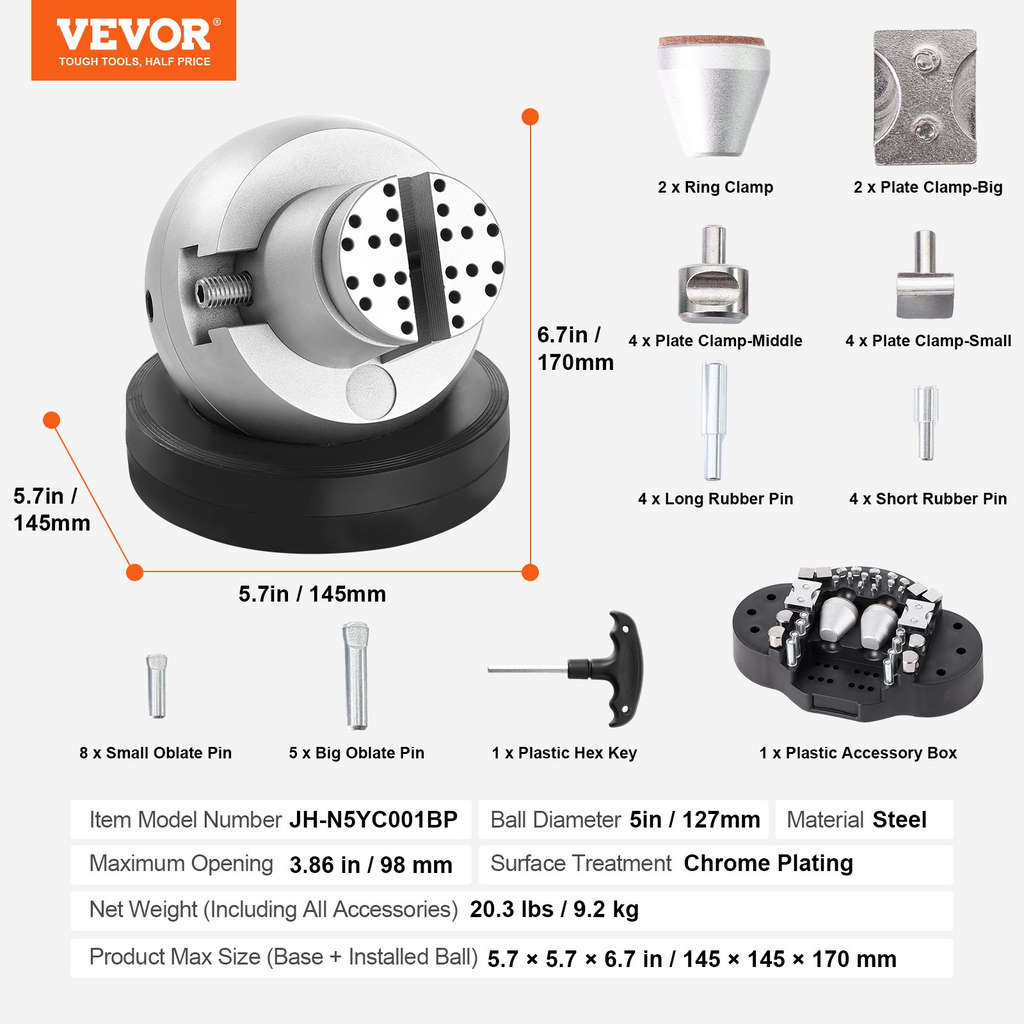 VEVOR - Tornillo de banco con bola herramienta de ajuste de grabado de 5"