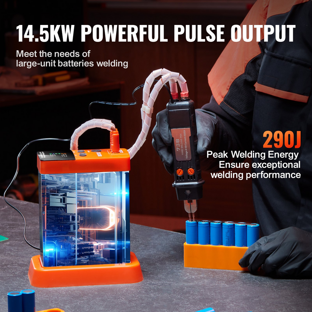 VEVOR Battery Spot Welder, 14.5KW Capacitor Energy Storage Pulse Battery Spot Welder with 73B Welding Pen, 801D High Power Spot Welding Equipment & 2 Welding Modes for 0.1-0.3mm Pure Nickel, Batteries