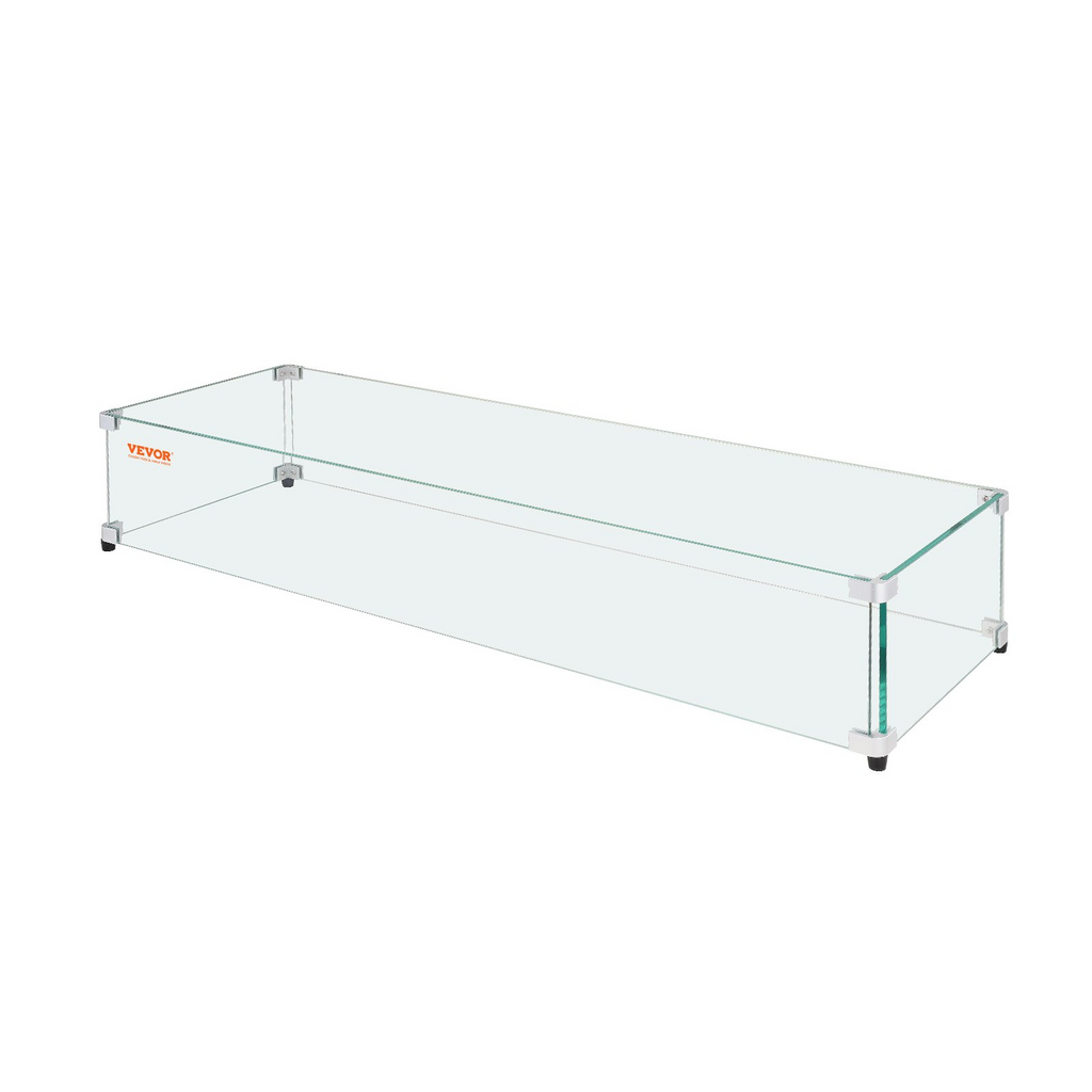 Protector de viento de vidrio para mesa de fogata rectangular de 44 x 14 x 7,5 pulgadas de 0,31 pulgadas de espesor