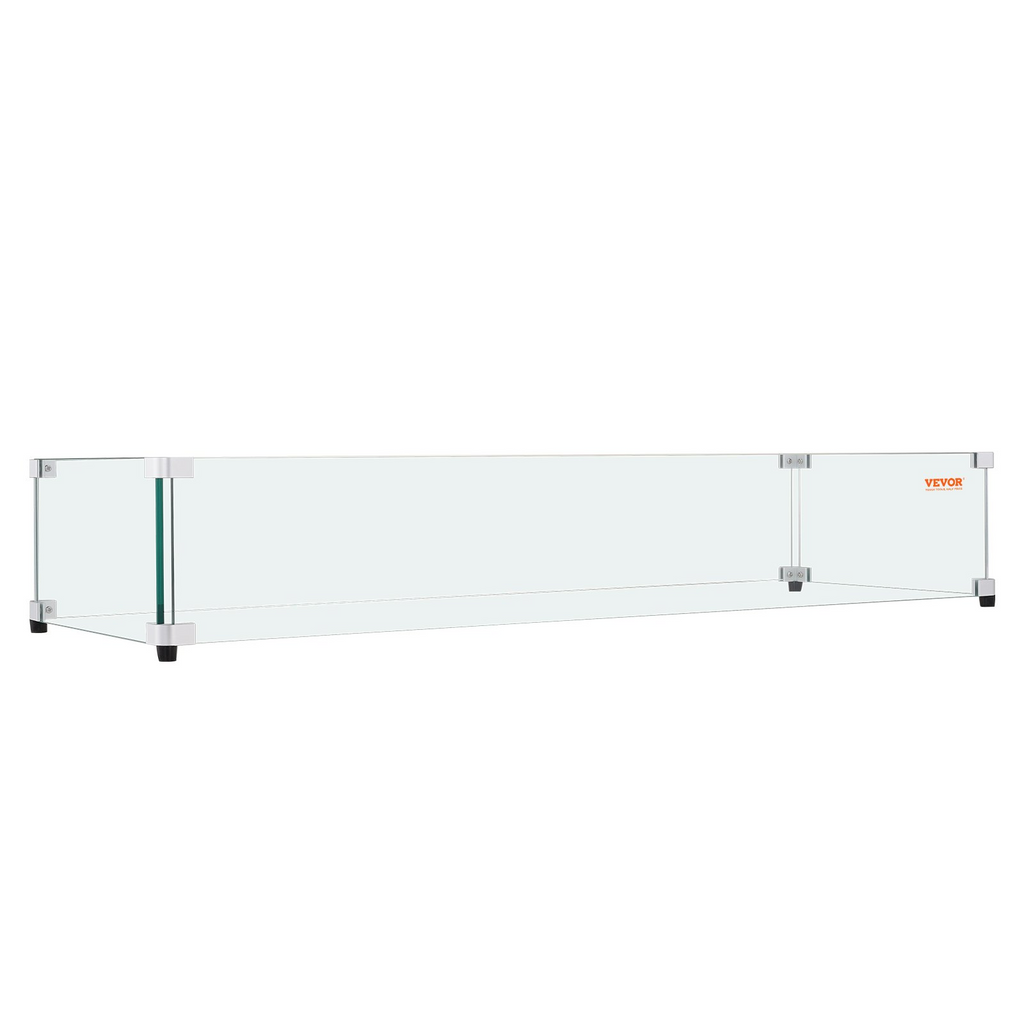 VEVOR Protector de viento de vidrio para mesa de fogata rectangular de 30 x 14 x 7,5 pulgadas