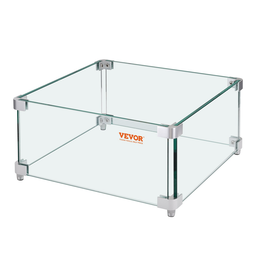 VEVOR Protector contra el viento para fogatas a gas para mesa de fuego cuadrada, 15 x 15 x 7 pulgadas