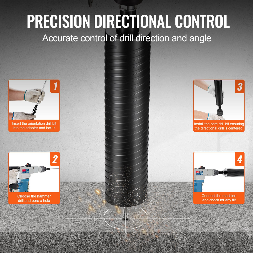 Broca de diamante VEVOR de 2,5" profundidad de perforación de 9,5" rosca interior de 5/8"-11 soldadura láser