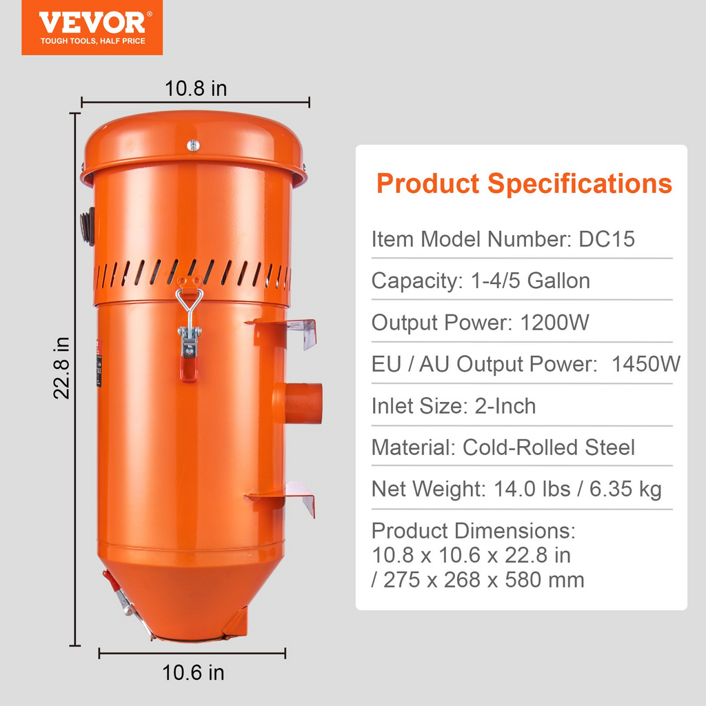 Sistema de recolección de polvo VEVOR 1200W 1,8 galones