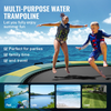 Trampolín acuático inflable de 12 pies con plataforma portátil escalera de 3 escalones y bomba de aire eléctrica para piscina lago y deportes acuáticos