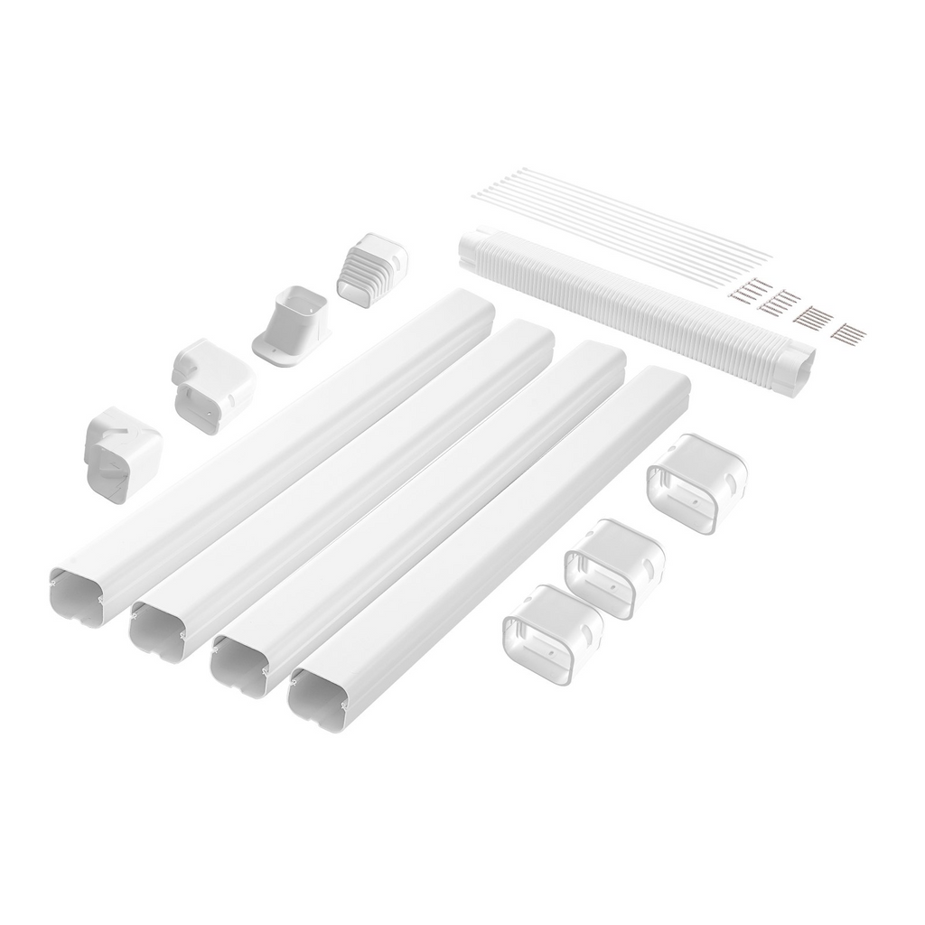 VEVOR cubierta de PVC para miniconductos de 3 pulgadas x 15,8 pies incluye 4 conductos rectos y componentes completos pintable para bombas de calor color blanco