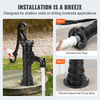 VEVOR Antique Hand Water Pump 14.6 x 5.9 x 25.6 inch Pitcher Pump w/Handle Cast Iron Well Pump w/ Pre-set 0.5" Holes for Easy Installation Old Fashion Pitcher Hand Pump for Yard Ponds Garden Black