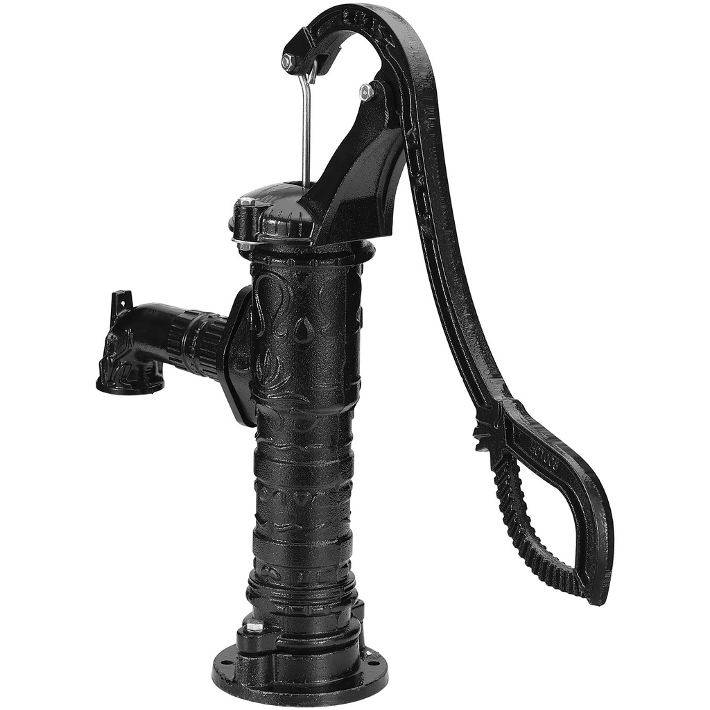 VEVOR Antique Hand Water Pump 14.6 x 5.9 x 25.6 inch Pitcher Pump w/Handle Cast Iron Well Pump w/ Pre-set 0.5" Holes for Easy Installation Old Fashion Pitcher Hand Pump for Yard Ponds Garden Black