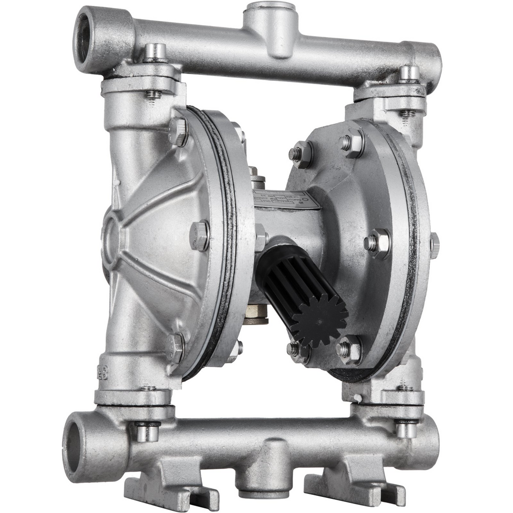 Bomba de diafragma doble operada por aire VEVOR, entrada y salida de 1/2 pulg., cuerpo de acero inoxidable, 8,8 GPM y máx. 120 PSI, bomba de transferencia neumática con diafragma de PTFE para petróleo, diésel