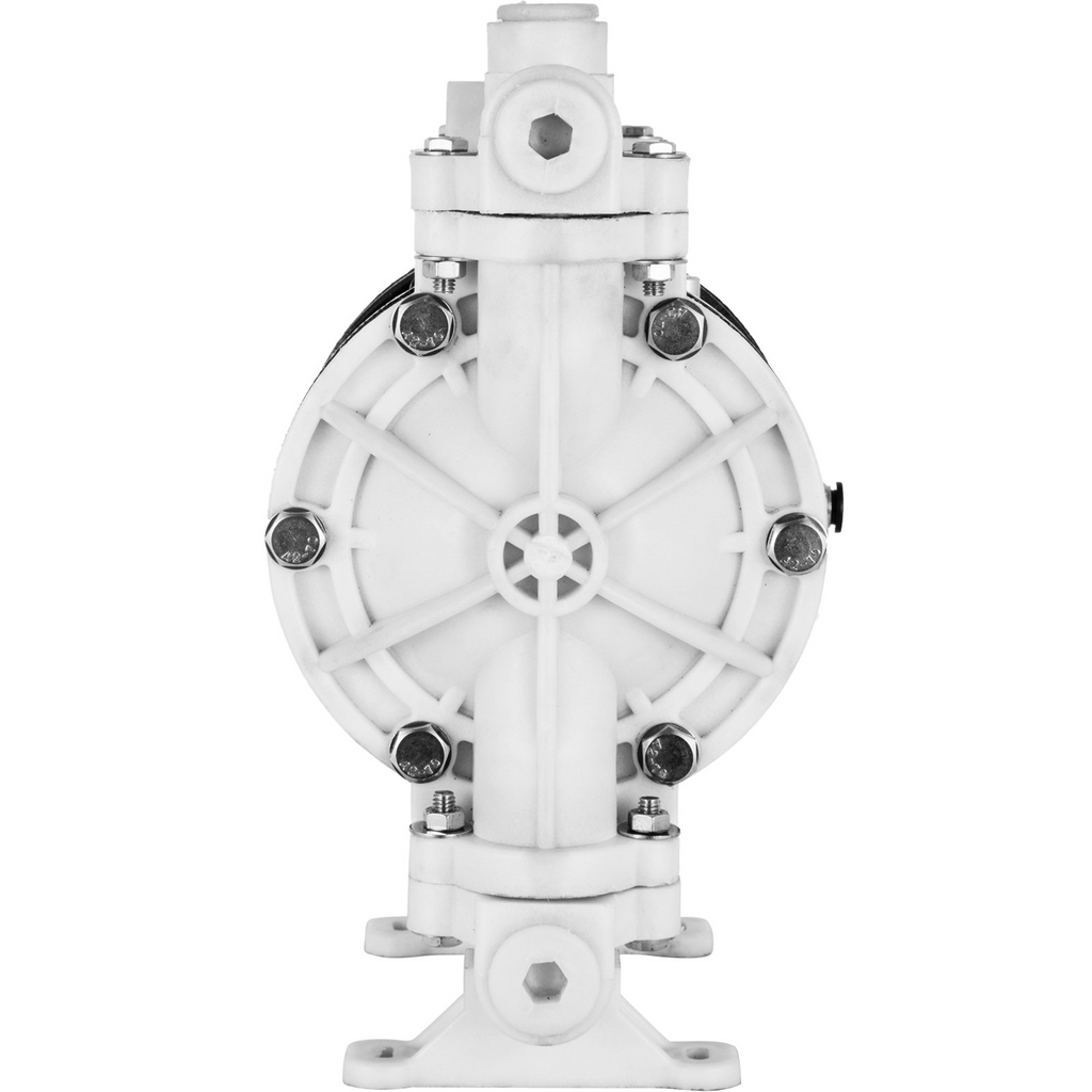 Bomba de diafragma doble operada por aire VEVOR, entrada y salida de 1/2 pulg., cuerpo de polipropileno, 13,2 GPM y máx. 120 PSI, bomba de transferencia neumática con diafragma de PTFE para petróleo, diésel,