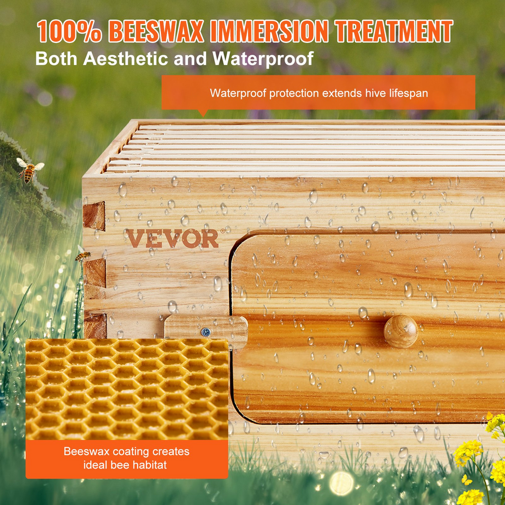 VEVOR - Kit de inicio de colmena de abejas de tamaño mediano